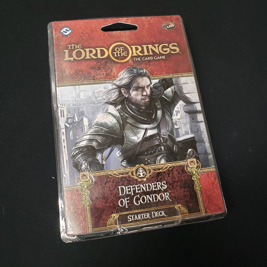 Image shows the front cover of the package of the Defenders of Gondor Starter Deck from the Lord of the Rings Card Game