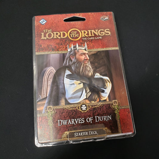 Image shows the front cover of the package of the Dwarves of Durin Starter Deck from the Lord of the Rings Card Game