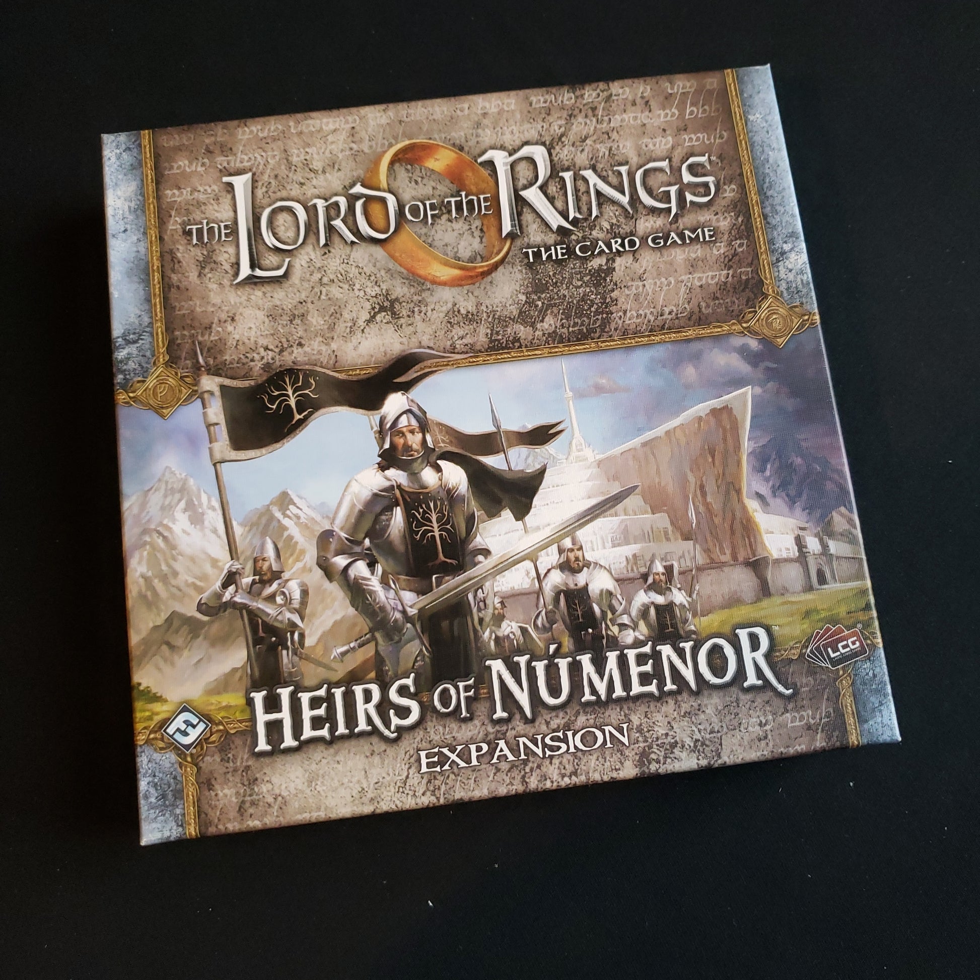 Image shows the front of the box for the Heirs of Numenor expansion for the Lord of the Rings card game