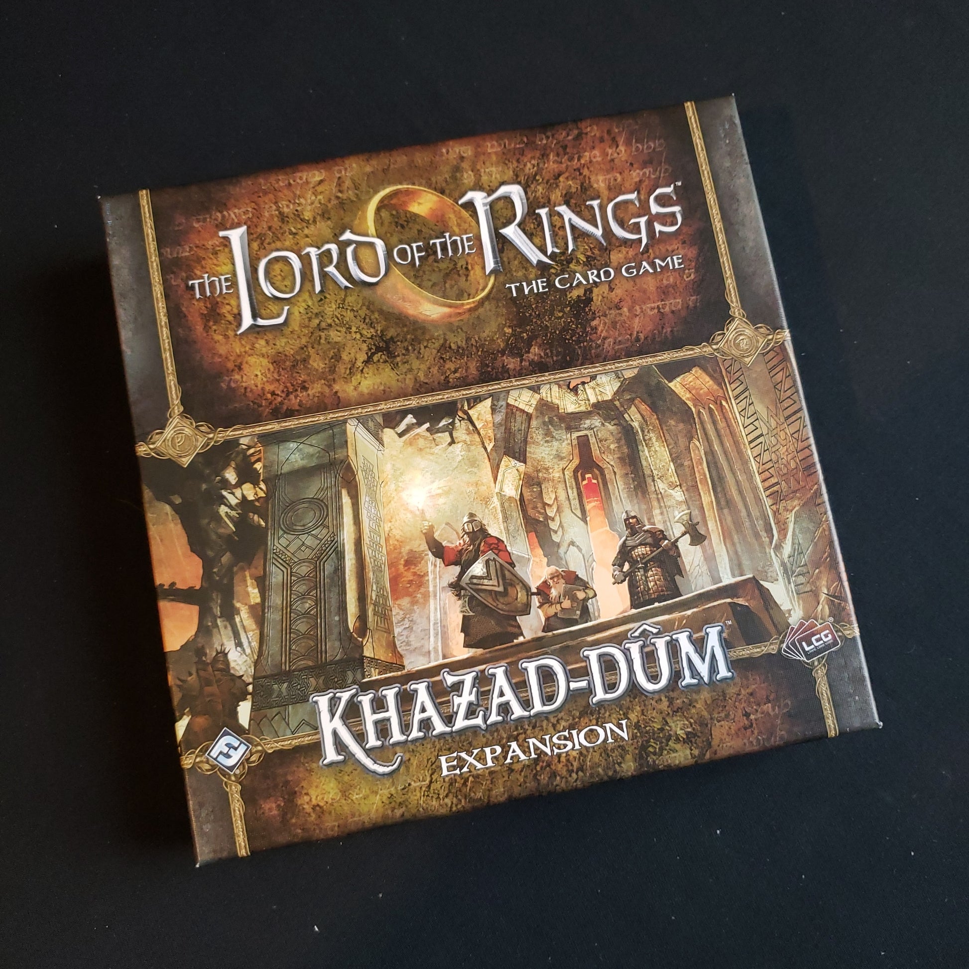 Image shows the front of the box for the Khazad-Dum expansion for the Lord of the Rings card game