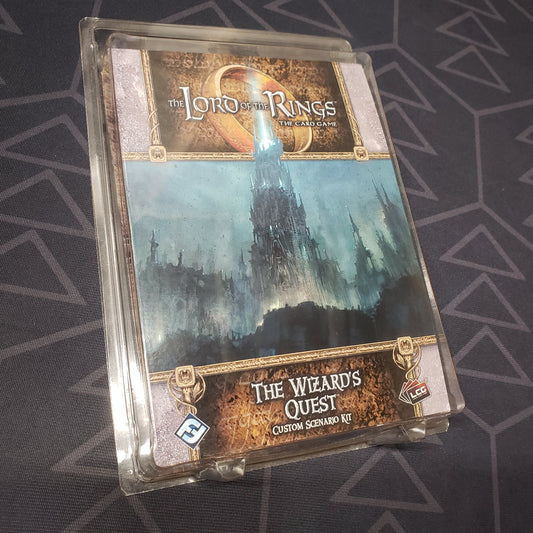 Image shows the front of the package of the Wizard's Quest Custom Scenario Kit for the card game Lord of the Rings