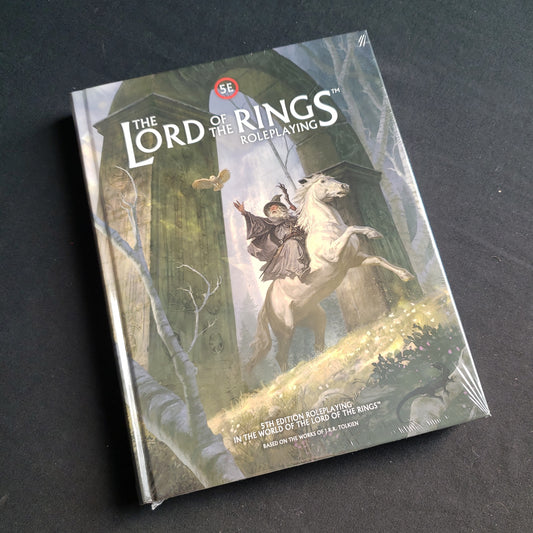 Image shows the front cover of the Lord of the Rings Roleplaying 5E game book