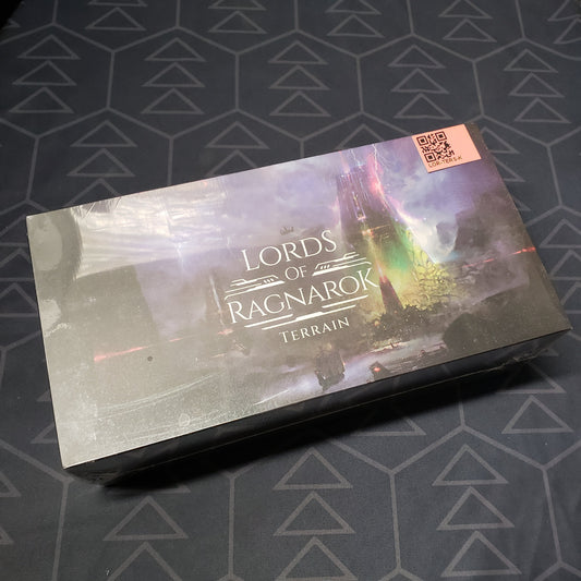 Image shows the front cover of the box of the Terrain expansion for the board game Lords of Ragnarok