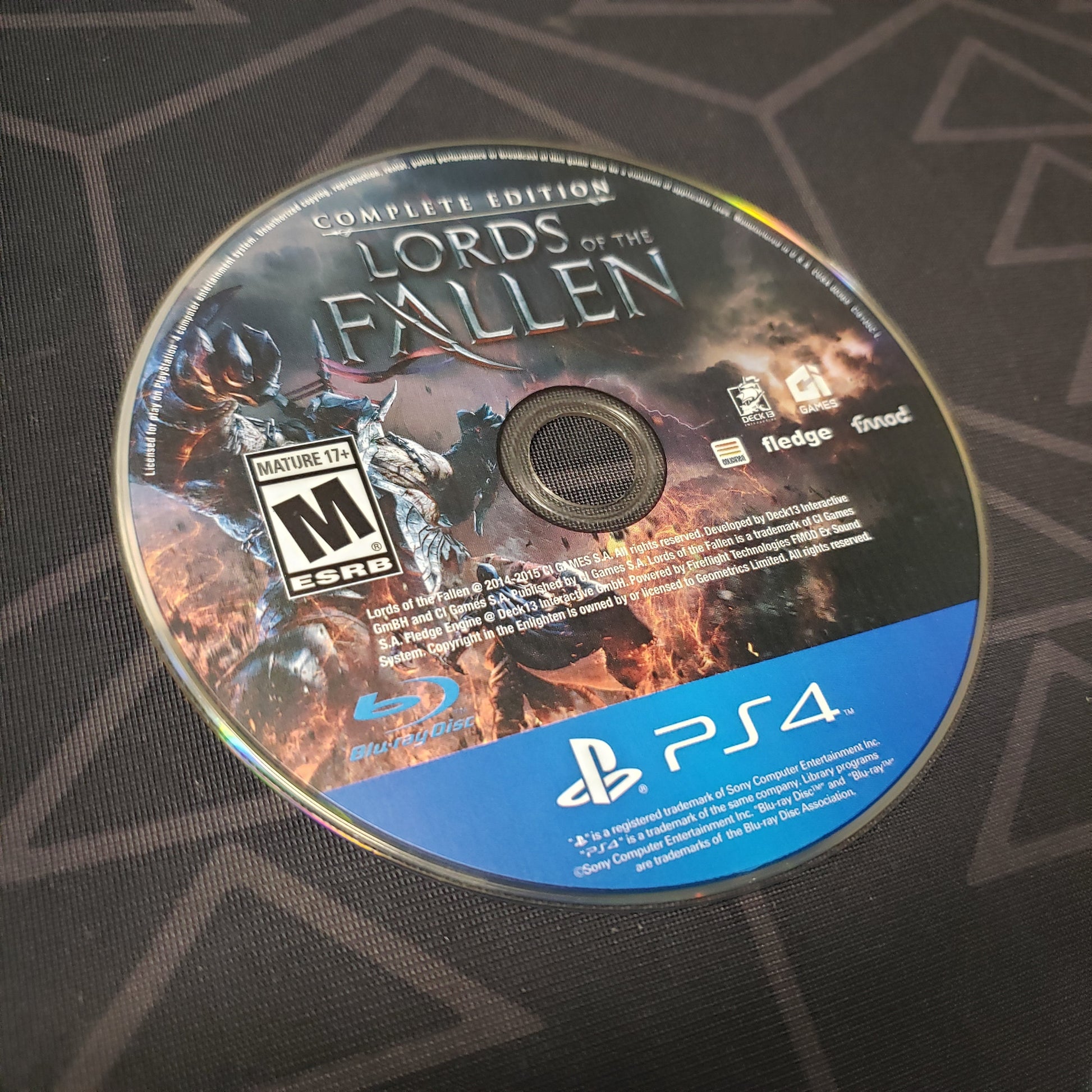 Image shows the label side of the game disc for the video game Lords of the Fallen: Complete Edition for Playstation 4