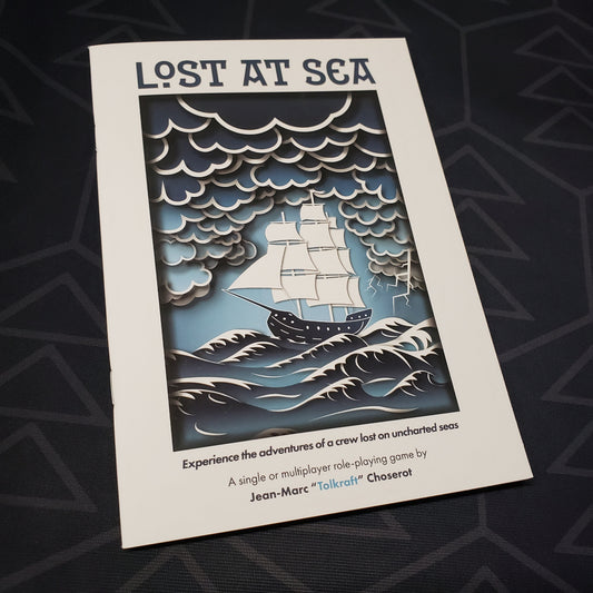 Image shows the front cover of the Lost at Sea roleplaying game book