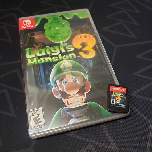 Image shows the case & cartridge for the video game Luigi's Mansion 3 for Nintendo Switch