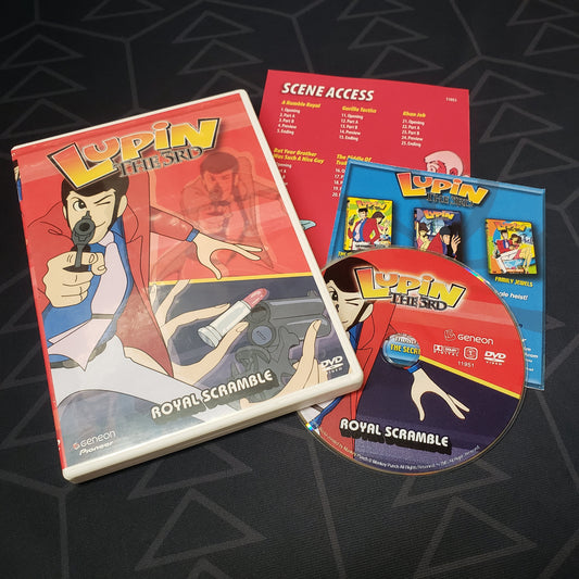 Image shows the case, insert & disc for the Volume 7: Royal Scramble episode disc of the anime TV series Lupin the 3rd on DVD