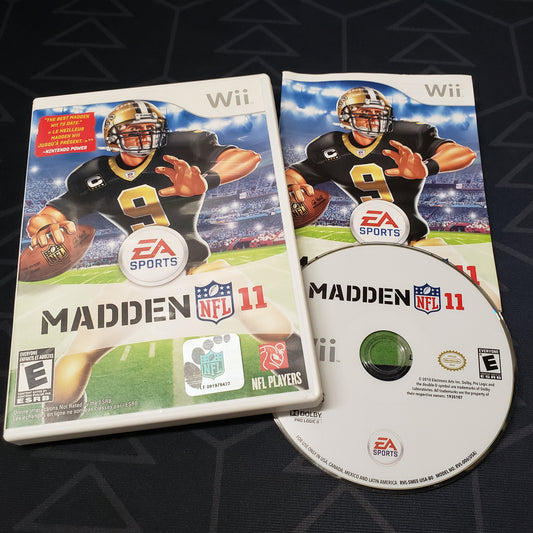 Image shows the case, manual & disc for the video game Madden NFL 11 for Nintendo Wii