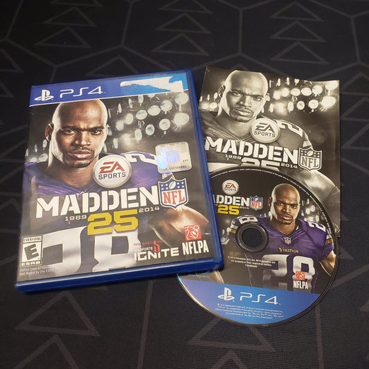 Image shows the case, manual & disc for the video game Madden NFL 25 for Playstation 4