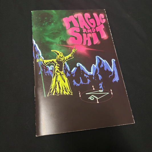 Image shows the front cover of the Magic & Shit roleplaying game book