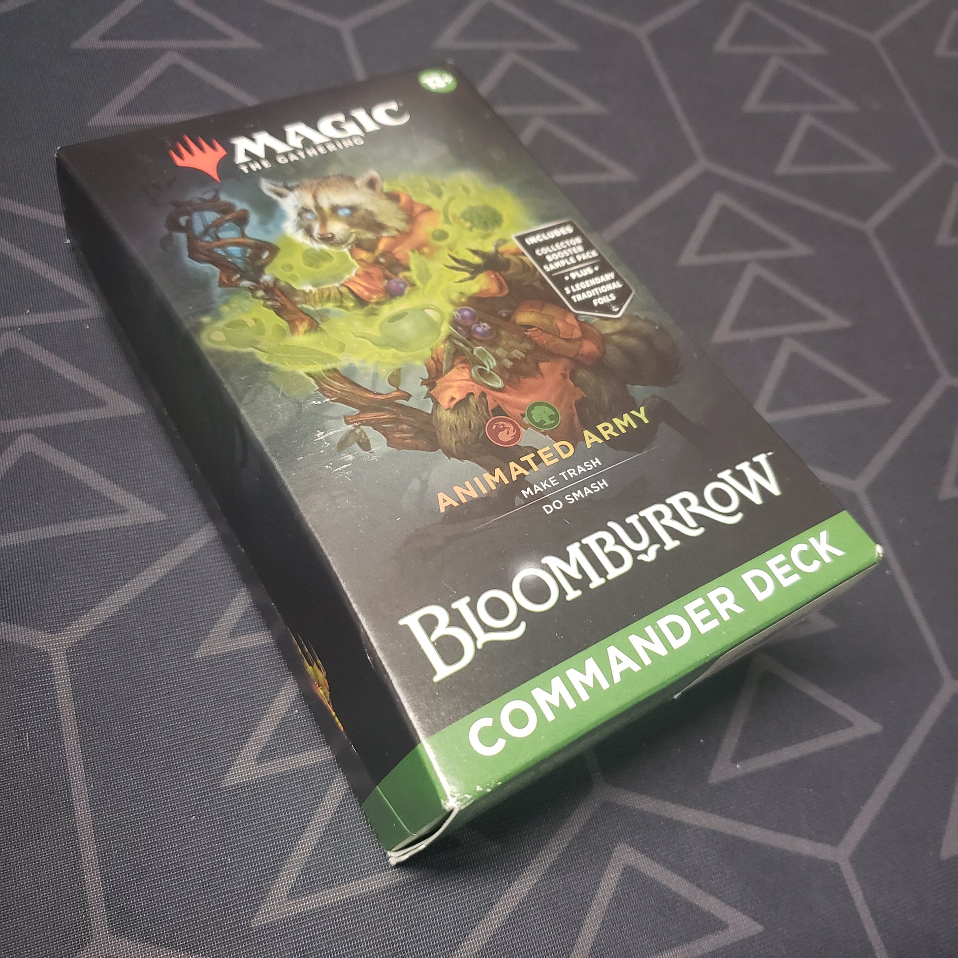 Image shows the front cover of the box of the Bloomburrow: Animated Army Commander Deck for the card game Magic: The Gathering