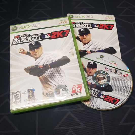 Image shows the case, manual and disc for the video game Major League Baseball 2K7 for Xbox 360