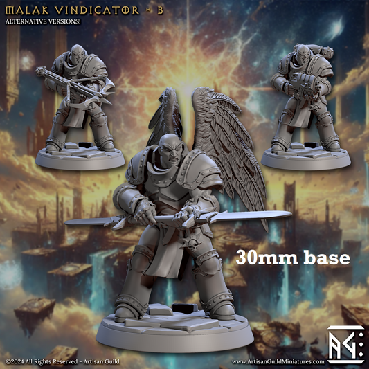 Image shows 3D renders of three different sculpt options for an angel paladin gaming miniature