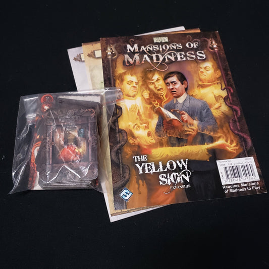 Image shows the cards for the Yellow Sign expansion for the board game Mansions of Madness: First Edition