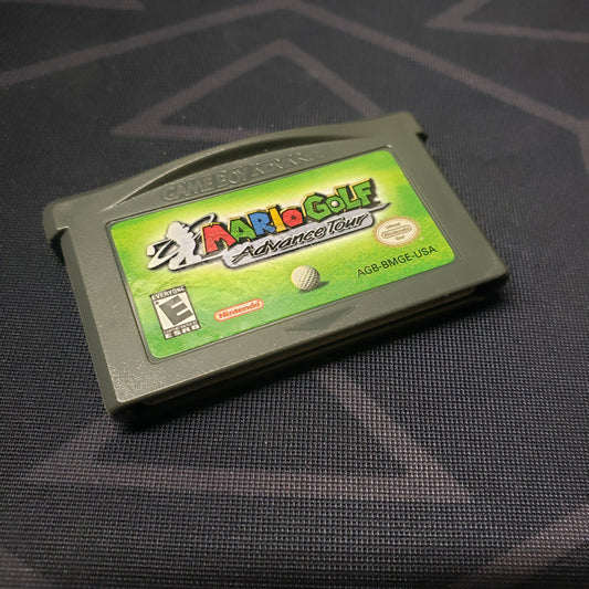 Image shows the front of the cartridge for the video game Mario Golf: Advance Tour for Nintendo Game Boy Advance