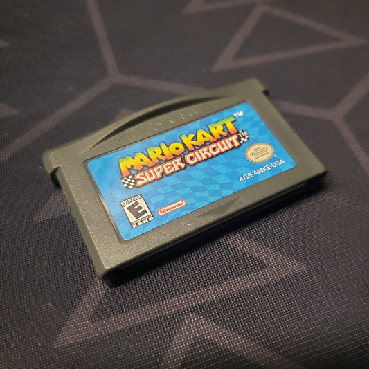 Image shows the front of the cartridge for the video game Mario Kart: Super Circuit for Nintendo Game Boy Advance