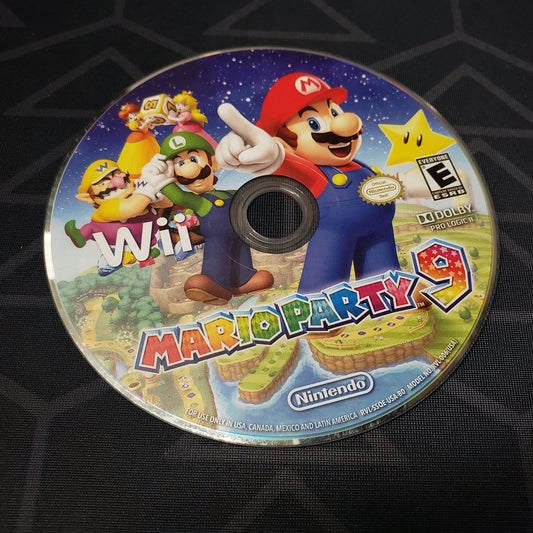 Image shows the game disc for the video game Mario Party 9 for Nintendo Wii