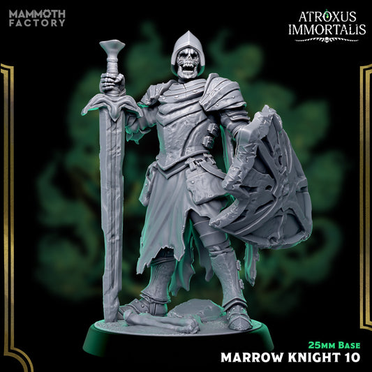 Image shows a 3D render of a skeleton swordsman gaming miniature.