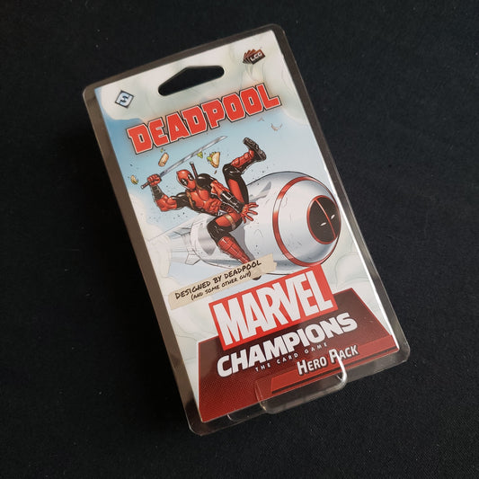 Image shows the front of the package for the Deadpool Expanded Hero Pack for the Marvel Champions card game