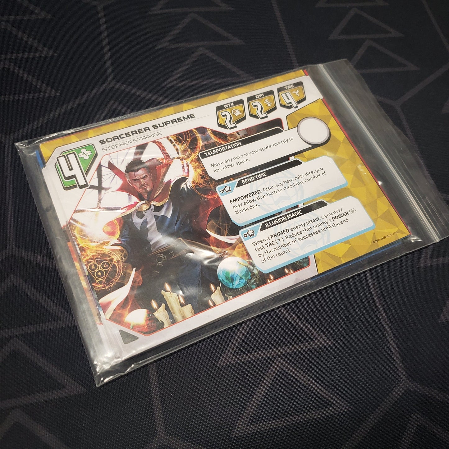 Image shows the  Promo Character Cards for the board game Marvel D.A.G.G.E.R. in a plastic baggie