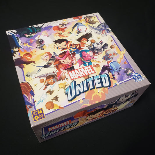Image shows the front cover of the box for the Kickstarter Promos expansion for the board game Marvel United