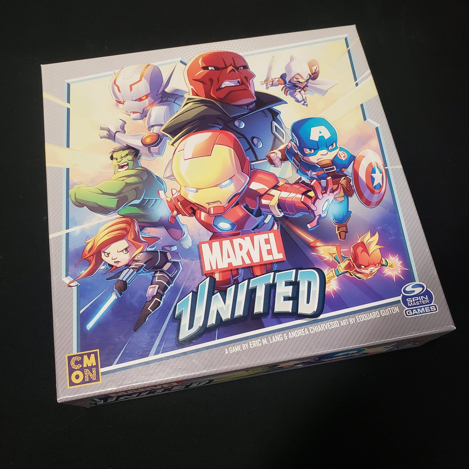 Image shows the front cover of the box of the Marvel United board game