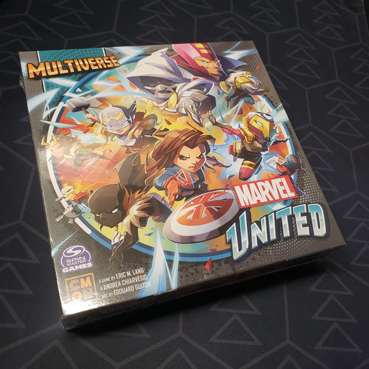 Image shows the front cover of the box for the Marvel United: Multiverse board game