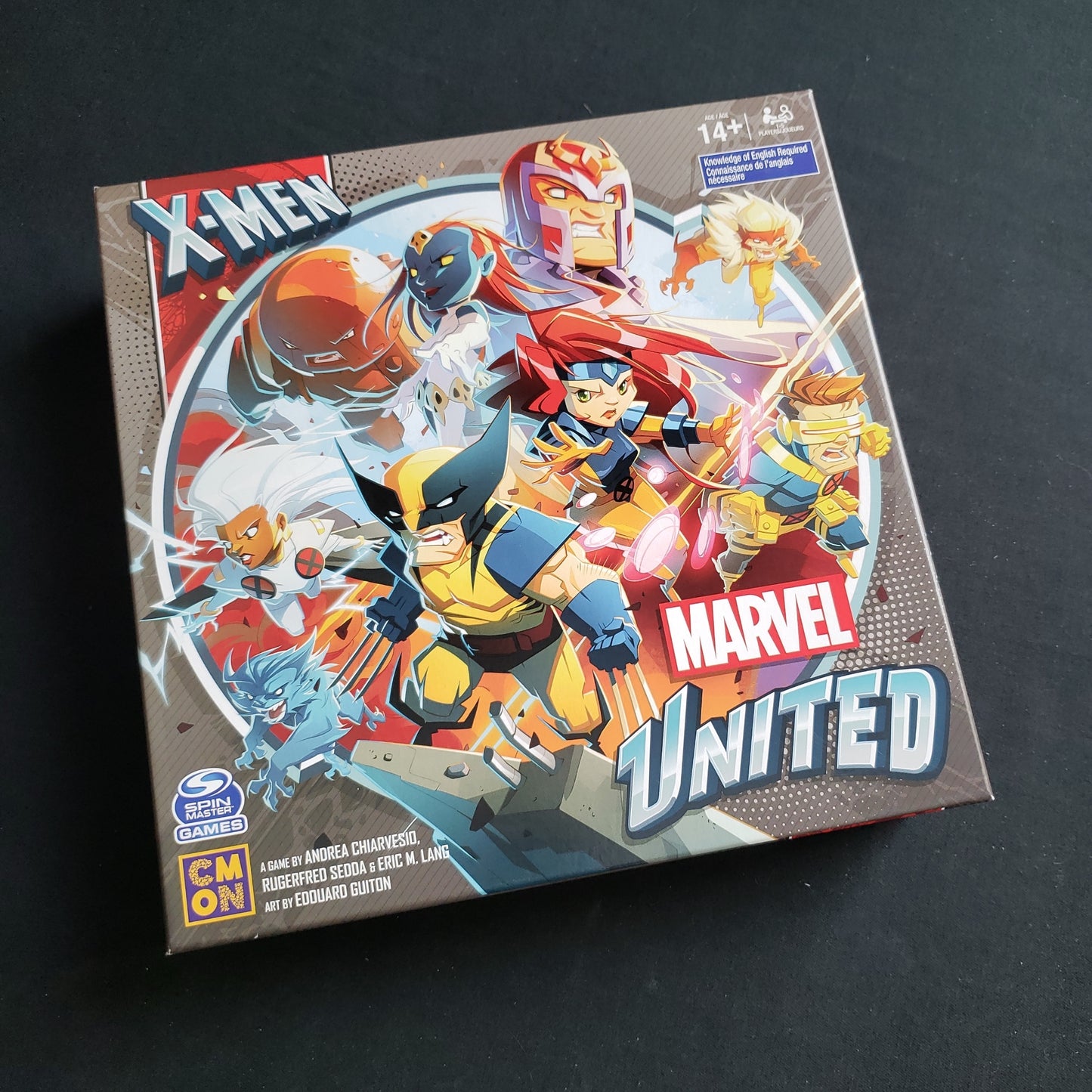 Image shows the front cover of the box of the Marvel United: X-Men board game