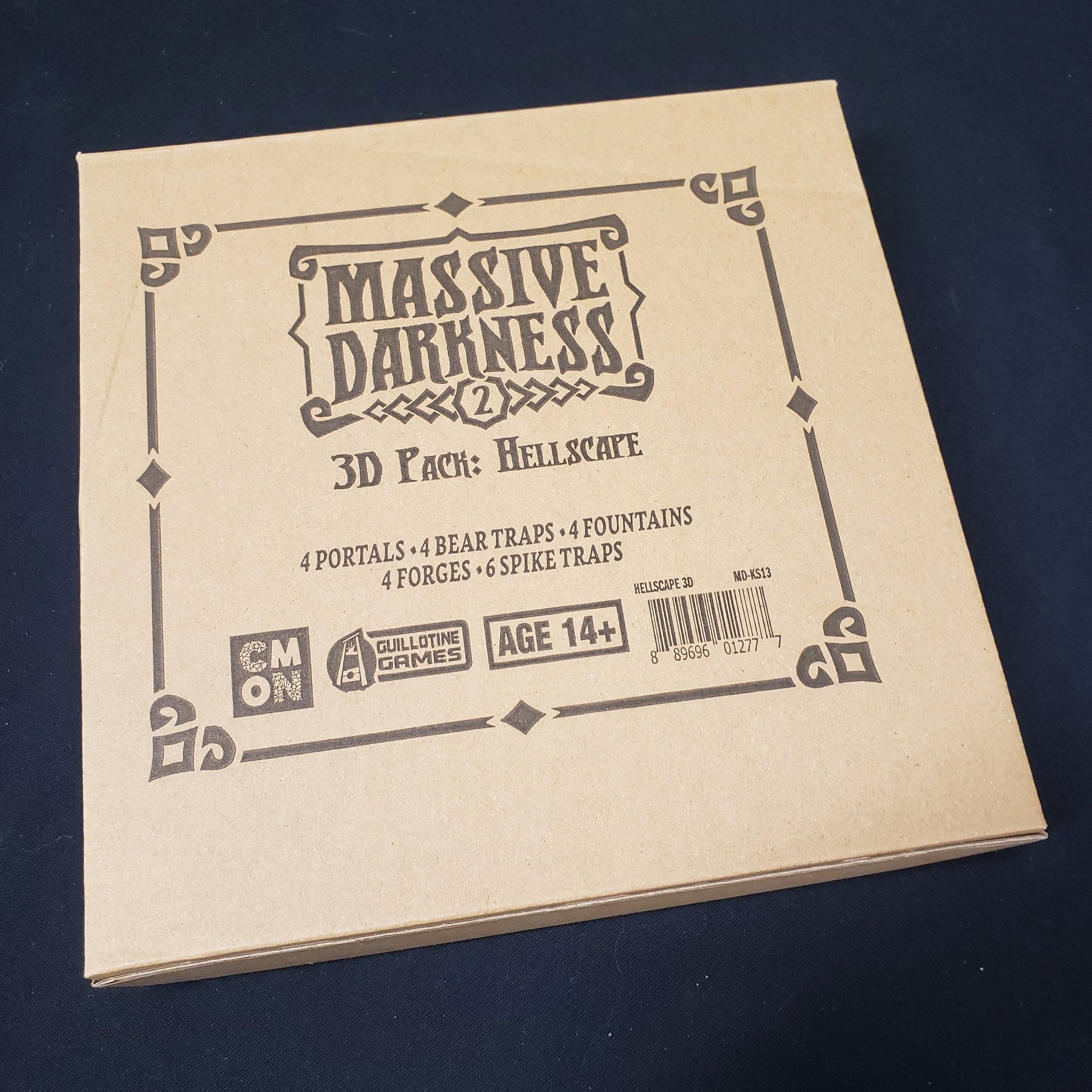 Image shows the front cover of the box of the Hellscape 3D Pack for the board game Massive Darkness 2: Hellscape