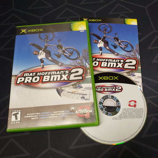 Image shows the case, manual & disc for the video game Mat Hoffman's Pro BMX 2 for Xbox