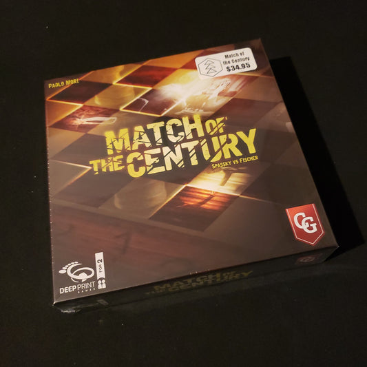 Image shows the front cover of the box of the Match of the Century board game