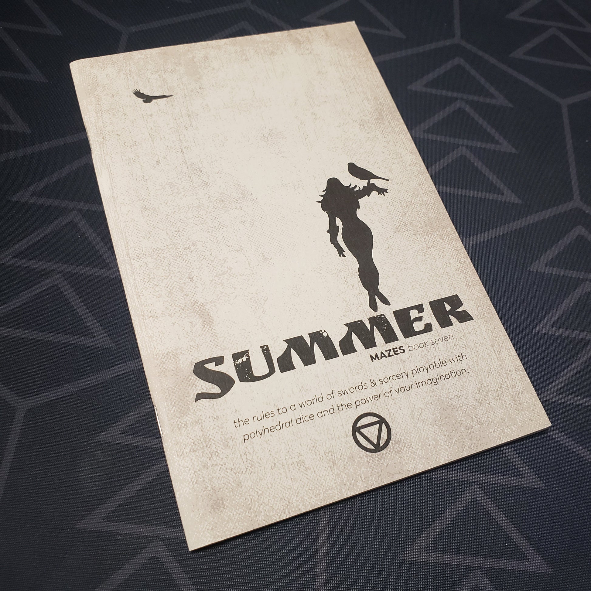 Image shows the front cover of the Book Seven: Summer zine for the roleplaying game Mazes