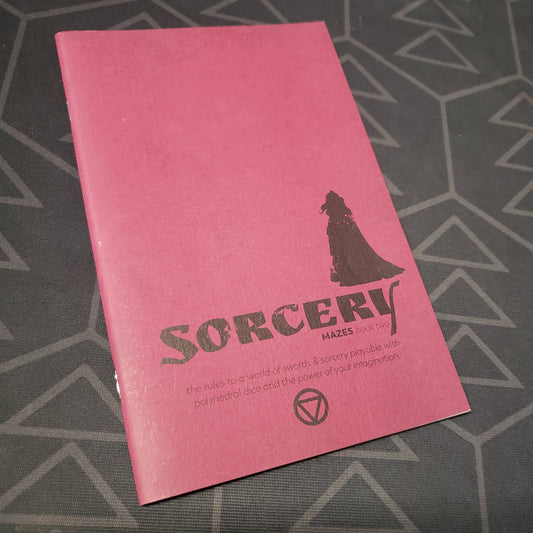 Image shows the front cover of the Book Two: Sorcery zine for the roleplaying game Mazes