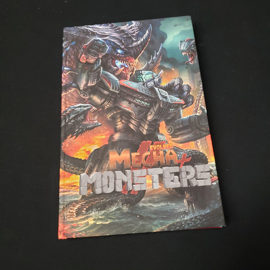 Image shows the front cover of the Mecha and Monsters: Evolved roleplaying game book