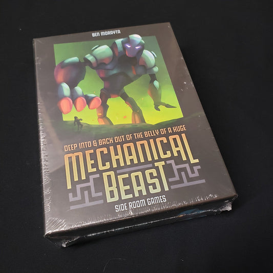 Image shows the front cover of the box of the Mechanical Beast board game