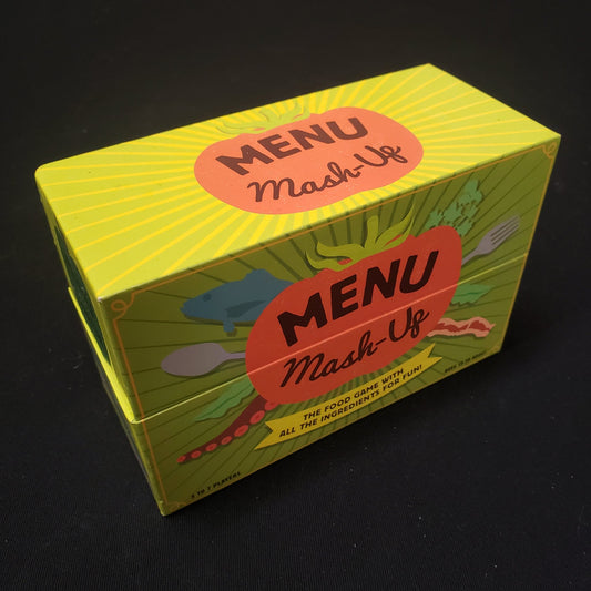 Image shows the front cover of the box of the Menu Mash-Up card game