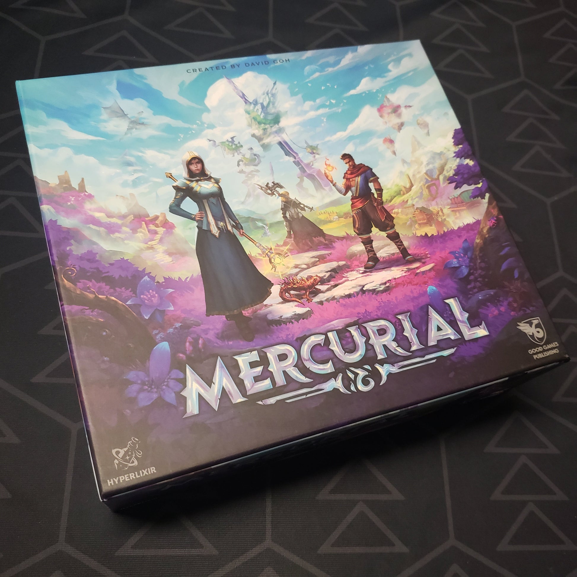 Image shows the front cover of the box for the Mercurial board game