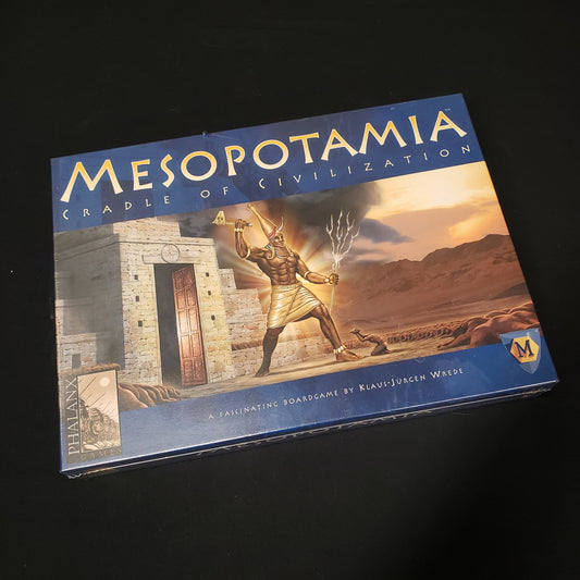 Image shows the front cover of the box of the Mesopotamia: Cradle of Civilization board game