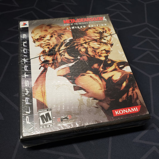 Image shows the front of the Limited Edition box for the video game Metal Gear Solid 4: Guns of the Patriots for Playstation 3