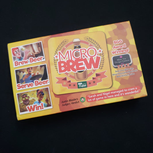 Image shows the front cover of the box of the Microbrew board game