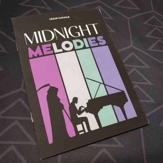Image shows the front cover of the Midnight Melodies roleplaying game book