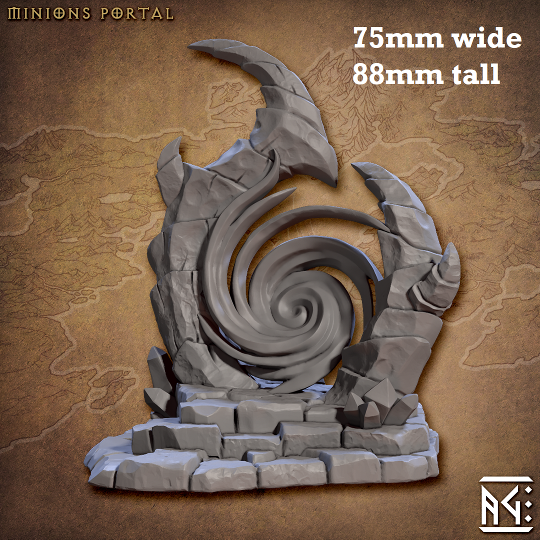 Image shows a 3D render of a stone portal gaming miniature terrain