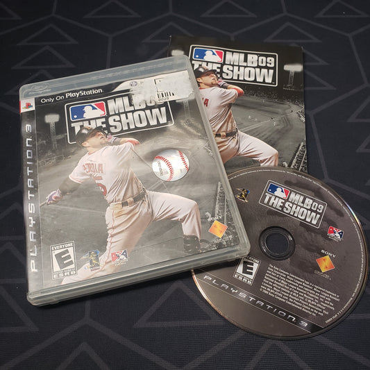 Image shows the case, manual and disc for the video game MLB 09: The Show for Playstation 3