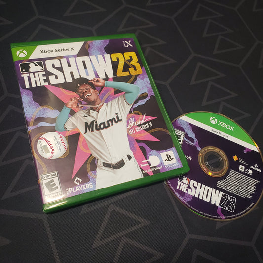 Image shows the case and disc for the video game MLB: The Show 23 for Xbox Series X