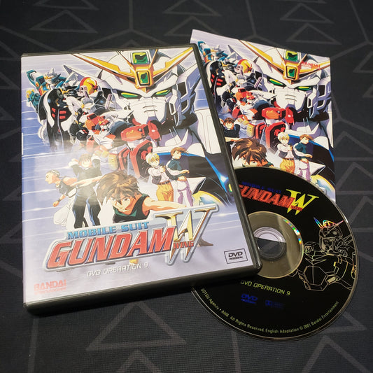 Image shows the case, insert & disc for the Operation 9 episode disc of the anime TV series Mobile Suit Gundam Wing on DVD