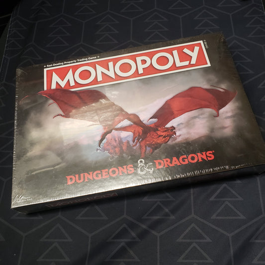 Image shows the front cover of the box for the Monopoly: Dungeons & Dragons Edition board game