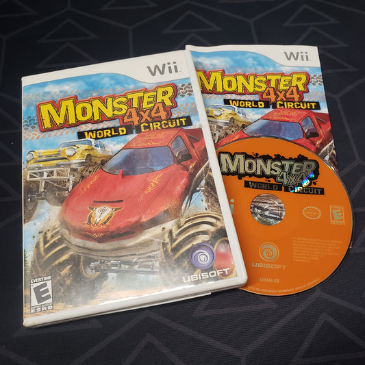 Image shows the case, manual & disc for the video game Monster 4X4: World Circuit for Nintendo Wii