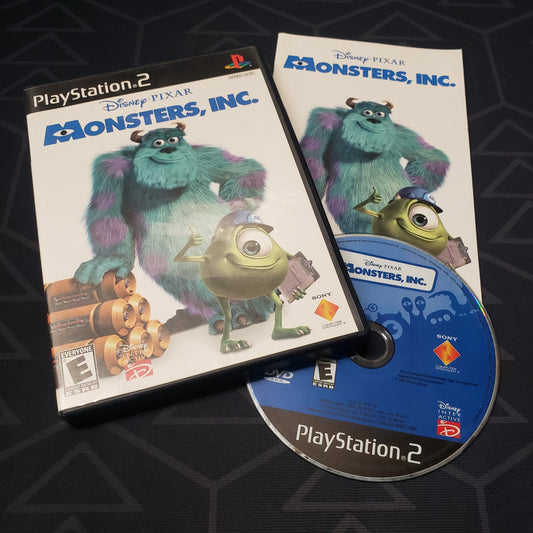 Image shows the case, manual and disc for the video game Monsters Inc. for Playstation 2