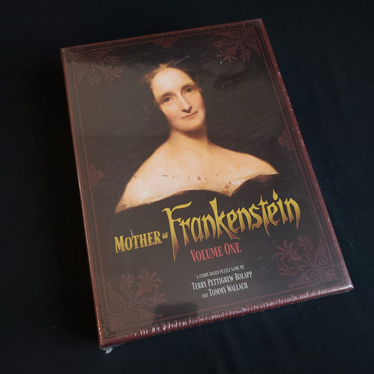 Image shows the front cover of the box of the Mother of Frankenstein: Volume 1 puzzle game