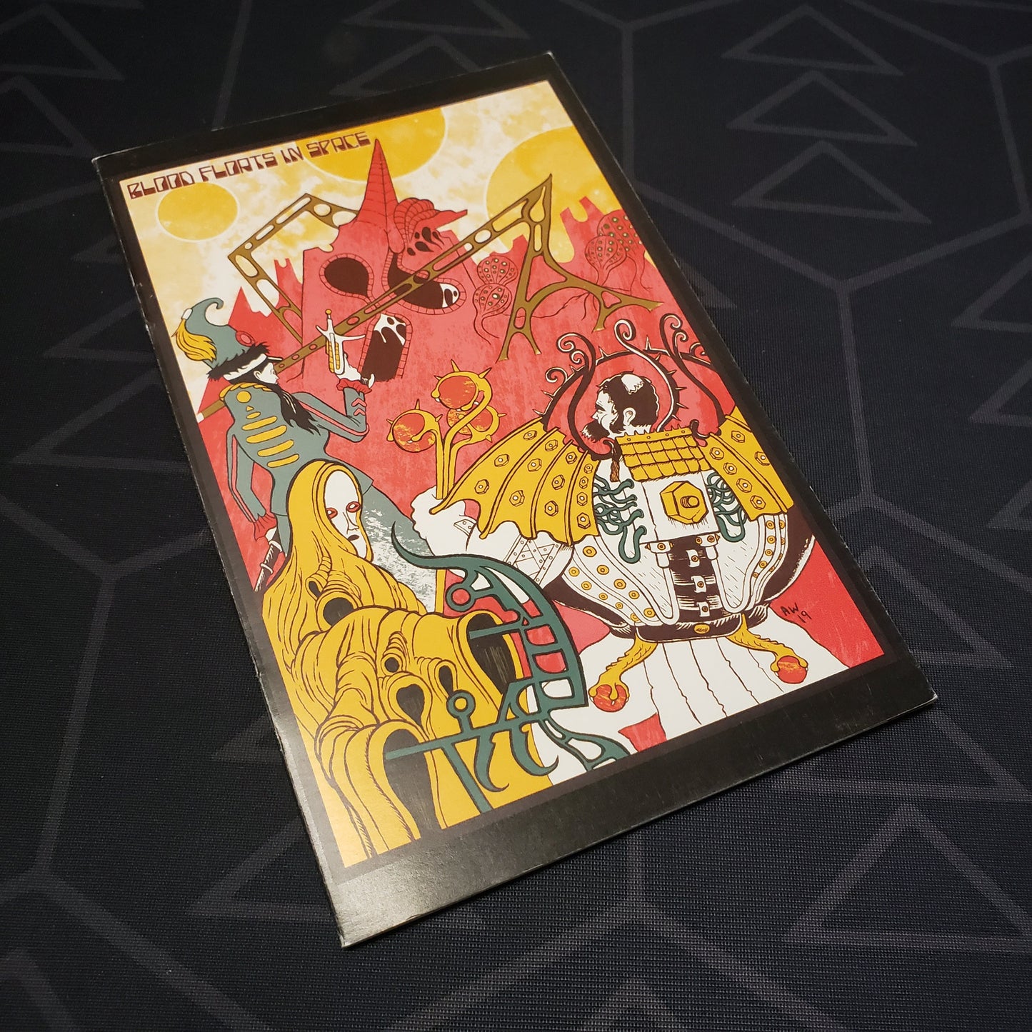 Image shows the front cover of the Blood Floats in Space book for the roleplaying game Mothership